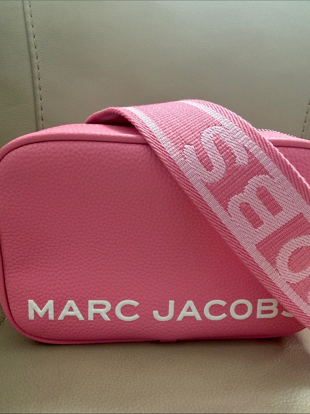 Marc Jacobs Pink Logo Bold Flash Camera Bag with Wide Strap
